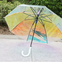 Parapluie fantaisie créatif au laser, transparent et coloré, réfléchissant, à long manche, vente en gros du fabricant
