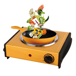 Plaque chauffante électrique à brûleur unique 1000W, température réglable, jaune, pour cuisson et ébullition - Product Image 3