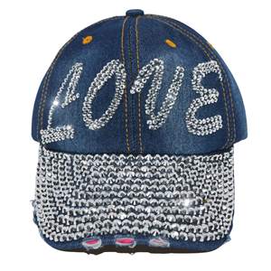 Gorra de béisbol retro con logotipo de diamantes de imitación de 6 paneles Sombrero de rendimiento estructurado de estilo deportivo lavado con cierre ajustable para exteriores - Product Image 3