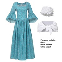 Costume de femme pionnière du 18ème siècle, robe de prairie coloniale pour femmes, 100% coton