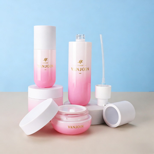 Juego de Botellas de Vidrio Rosa Degradado con Base Pesada al por Mayor, 30ml y 120ml, Botella Vacía para Lociones Cosméticas y Tarro para Crema Facial para Niñas - Product Image 1