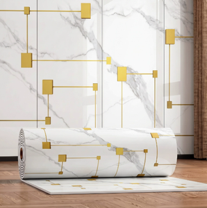 Rouleau d'autocollants muraux imperméables en PVC, papier peint de luxe effet marbre pour la décoration du salon - Product Image 1