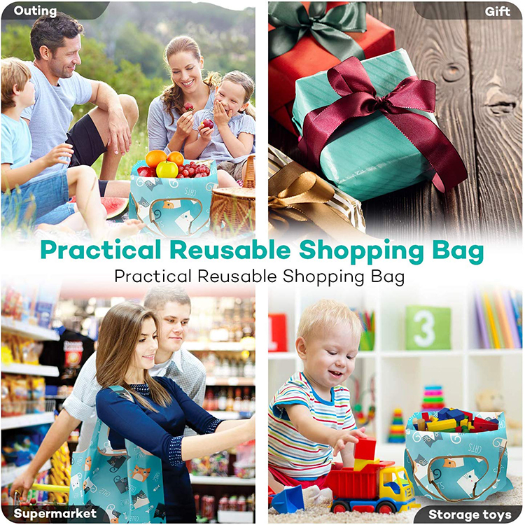 Full Color Printing Sports Foldable Reusable Waterproof Polyester Folding Shopping Ripstop Nylon Bag