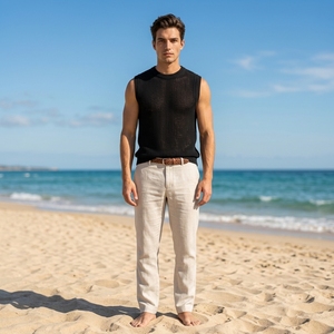 Camiseta sin Mangas de Punto de Alta Calidad <span class=keywords><strong>Ziba</strong></span> para Hombre, Diseño Personalizado OEM y ODM, Corte Ajustado - Product Image 2