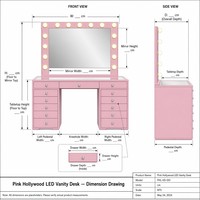 Table de maquillage et commode autoportante en MDF de qualité supérieure, finition brillante, avec miroir LED réglable – Vente en gros