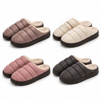 Pantoufles d'intérieur matelassées doublées en peluche mauve à bout fermé, type mule, semelle EVA, pour l'hiver