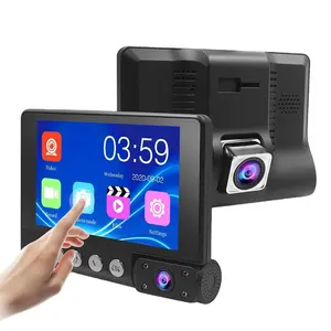 Fhd 1080P 3 Kanaals Dashcam Voor En Achter Auto Camera Touchscreen Dashcam Voor Auto