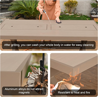 Ensemble de table de repas et de barbecue d'extérieur avec 6 chaises, centre de divertissement multifonctionnel pour patio et jardin