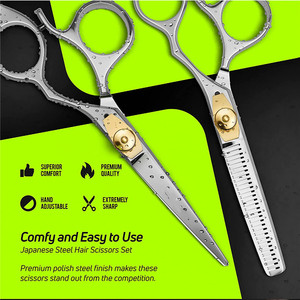 Tijeras de Peluquería Personalizadas de 6 Pulgadas, Tijeras de Entresacar Planas de Acero Inoxidable para Uso con Mano Derecha - Product Image 1