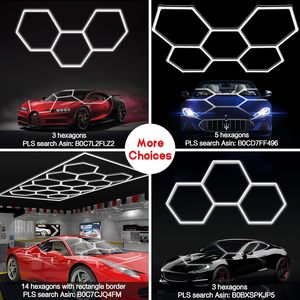 Lumière de garage hexagonale à luminosité accrue 672W, lumière LED hexagonale pour garage avec cadre rectangulaire 6000K pour garage, atelier de detailing automobile - Product Image 5