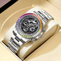 Montre chronographe automatique mécanique pour homme Bonest Gatti, bracelet en acier inoxydable, cadran squelette, cristal saphir, luminescent BG8018