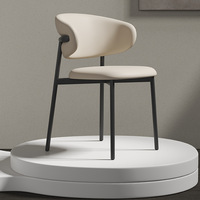 Chaise de salle à manger portable moderne de luxe italienne en cuir PU blanc crème français, pieds en acier inoxydable, mobilier de maison