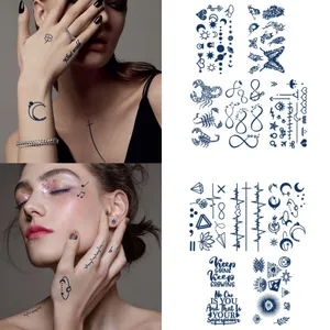 Custom Lasts 1-2 Weeks Moon Stars Alphabet Tiny Temporary Tattoo Sticker Waterproof Realistic Long Lasting Semi Permanent Tattoo