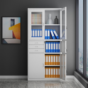 Heavy-Duty cán nguội thép chống gỉ có thể khóa thép 3-ngăn Kéo Tủ hồ sơ với cửa kính cho văn phòng lớn tài liệu lưu trữ - Product Image 1