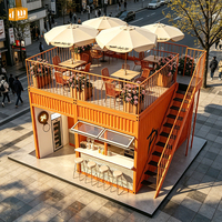 Café modulaire à deux étages en conteneur, magasin de vente au détail mobile avec terrasse, enseigne personnalisée, bar de vente au détail portable, maison écologique