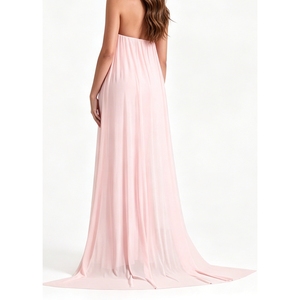 Abito lungo da donna a sirena senza spalline con fiori 3D e drappeggio, con strascico a mantella - Collezione Sehe Fashion - Product Image 3