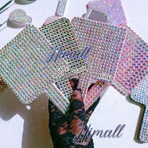 Fantaisie strass princesse <span class=keywords><strong>mini</strong></span> miroir de maquillage de poche luxe diamant bling <span class=keywords><strong>l</strong></span>èvre forme cils miroir de salon - Product Image 2