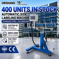 Machine d'étiquetage automatique à convoyeur latéral PLC à moteur électrique Orshang pour boîtes, cartons, caisses, 60-120 pièces/min, 110-230V