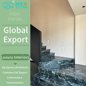 Dalles de marbre naturel des <span class=keywords><strong>Alpes</strong></span> Verde HZX Carreaux de pierre veinée blanche verte <span class=keywords><strong>italienne</strong></span> de qualité supérieure pour le revêtement de sol des escaliers - Product Image 6