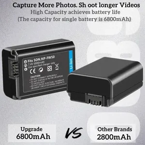 Dung lượng cao 6800mAh NP-FW50 pin sạc Kit cho <span class=keywords><strong>Sony</strong></span> Alpha A6000 A6300 a6400 A6500 A7 A7II A7RII A7S S2 máy ảnh - Product Image 3