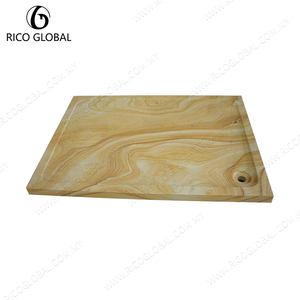 RICO GLOBAL Bac de douche rectangulaire en bois avec drain central, design rustique, installation au sol pour salle de bain - Product Image 4