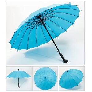 Custom Promotional Golf Double-Person 16-Rib Curved Handle Straight Shaft <b>Extra</b> <b>Large</b> Windproof Long Handle Umbrella - Product Image 5