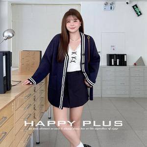 Cárdigan de Punto Azul Oscuro para Mujer, Talla Grande, Corte Holgado, Cuello en V con Bolsillos, Estilo Informal para Otoño - Product Image 4