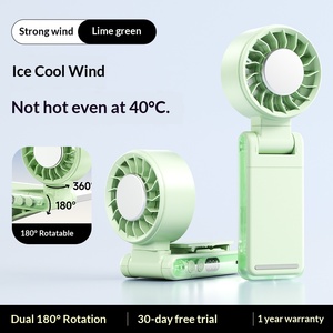 Ventilateur portable pliable 3000 mAh, mini ventilateur turbo rechargeable par USB pour les voyages, l'extérieur et le refroidissement personnel, ventilateur électrique portatif - Product Image 5