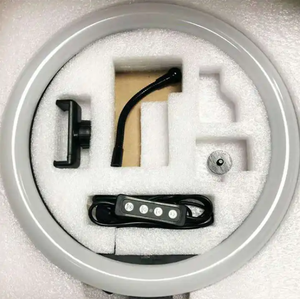 <span class=keywords><strong>MJ33</strong></span> Anneau lumineux <span class=keywords><strong>LED</strong></span> RVB de 13 pouces pour selfie, lampe circulaire, lumière douce colorée, avec trépied de bureau à bras long pour tablette et support de téléphone - Product Image 2