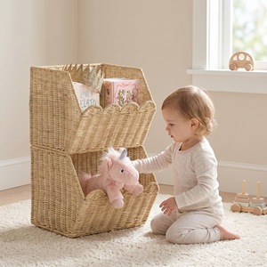 Rattan Storage <b>Basket</b> <b>Large</b> Stackable Desktop Organizer For Books And Sundries Eco Friendly Rectangle Shape L Size - Product Image 4