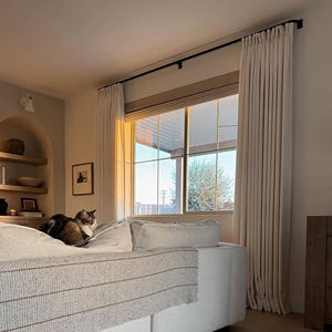 Rideaux occultants élégants de style maison moderne avec tissu en lin texturé, décoration intérieure moderne - Product Image 3