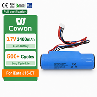 Batterie de remplacement Li-ion Cowon 3,7 V 3400 mAh pour scanner de codes-barres portable IData J15 J15-BT J15BT