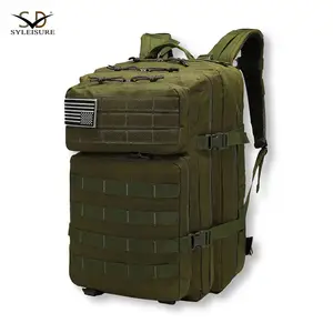 Mochila de asalto táctica 3P de gran capacidad, duradera, verde oliva, con sistema Molle