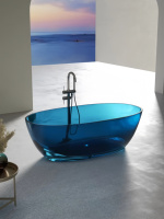 Baignoires en résine cristalline de luxe Baignoires de salle de bain transparentes autoportantes en résine à surface solide avec égouttoir