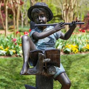 Giardino esterno vita dimensioni in metallo bronzo cattivo ragazzo e una ragazza di cattura del pesce sculture - Product Image 4