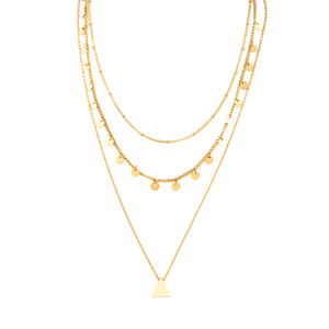 สร้อยคอชั้นเรขาคณิตสร้อยคอทองคำสามชั้นเครื่องประดับแฟชั่น - Product Image 5