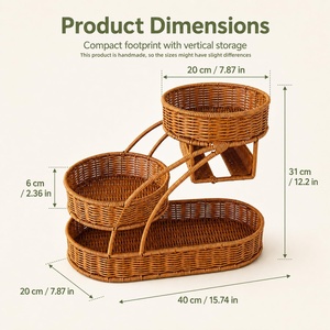 <span class=keywords><strong>Panier</strong></span> tressé en rotin PP de style bohème, multifonctionnel, fait main, boîte de rangement écologique pour la maison, pour la salle de bain, la cuisine, le rangement sur table - Product Image 5