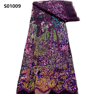 CHOCOO recién llegado tela de encaje bordado africano fabricante proveedores lentejuelas tela de encaje de tul francés - Product Image 3