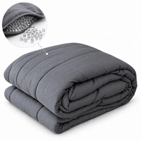 Selimut Berbobot 15 lb untuk Dewasa, Diisi dengan Butiran Kaca, Selimut Polyester Berlapis yang Bernapas untuk Tidur di Tempat Tidur