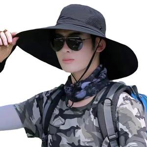 Chapeau de soleil rayé pour <span class=keywords><strong>homme</strong></span>, grande visière, protection solaire, randonnée en montagne, imperméable, pêche, pliable - Product Image 5