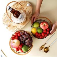 Mini panier de rangement en verre pour fruits, seau à glace avec poignée en bambou, offre spéciale