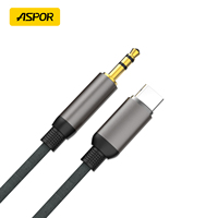 ASPOR A253 Nouveau câble AUX 3,5 mm vers Type-C en alliage de zinc et aluminium avec gaine en nylon tressé de 1,2 m pour voiture, téléphone portable et lecteur MP3