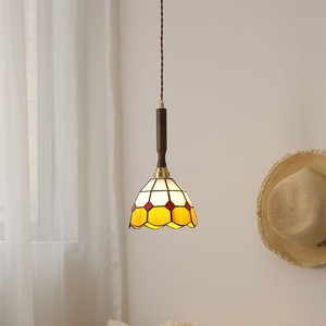 Retro Glass Pendant Lamp E27 <b>Single</b> Head For Bedroom Entryway <b>Lighting</b> Decorative Chandelier With Wooden Stem - Product Image 2