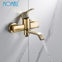 Momali design original tirer pousser bec pivotant inverseur laiton brossé or pluie mitigeur de douche robinet de luxe bain douche robinet