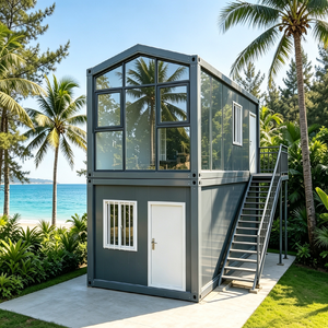 <span class=keywords><strong>Venta</strong></span> Directa de Fábrica, Casa Prefabricada de Acero Rectangular con Techo Triangular Ligero, Villa de Vacaciones de Lujo para Exteriores - Product Image 1