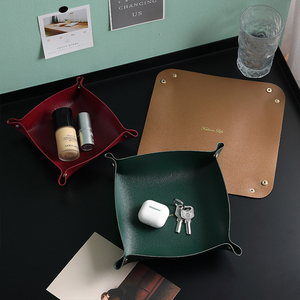 Bandeja de couro para joalheria, organizador de bandeja para mesa de entrada, mesa de mesa única redonda à prova d'água para comodidades - Product Image 5