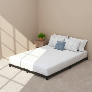 Cadre <span class=keywords><strong>de</strong></span> <span class=keywords><strong>lit</strong></span> en métal robuste à profil bas, sommier à lattes en acier silencieux, <span class=keywords><strong>lit</strong></span> minimaliste en fer, structure KD pour l'e-commerce - Product Image 2