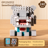 Ensemble de blocs de construction Hippopotame Adorable Tendance, Jouets en briques diamantées DIY Animaux de la Savane, Décoration de table anti-stress