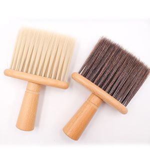 Brosse de barbier en bois de hêtre, douce, plumeau, pour le visage, en Fiber douce, nettoyage des <span class=keywords><strong>cheveux</strong></span>, plate et antidérapante, outil de coiffure pour coupe - Product Image 2