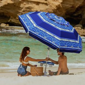 Vente en gros de haute qualité Bohème <span class=keywords><strong>Bali</strong></span> Portable extérieur Protection UV Parasol de plage Parapluies de plage en polyester avec plateau de table - Product Image 4